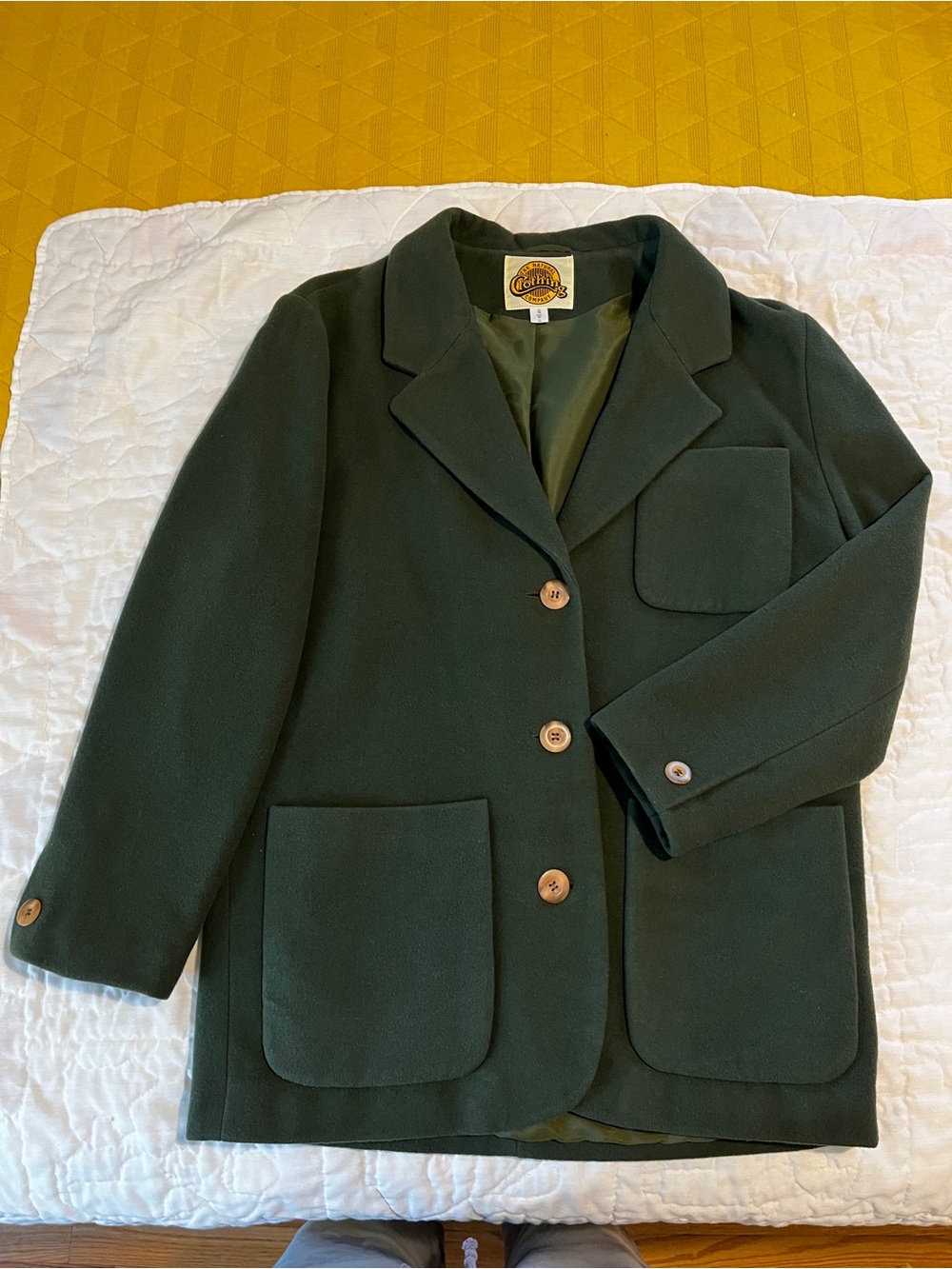 Forest Green Women's Wool Utility Jacket with Patch Pockets